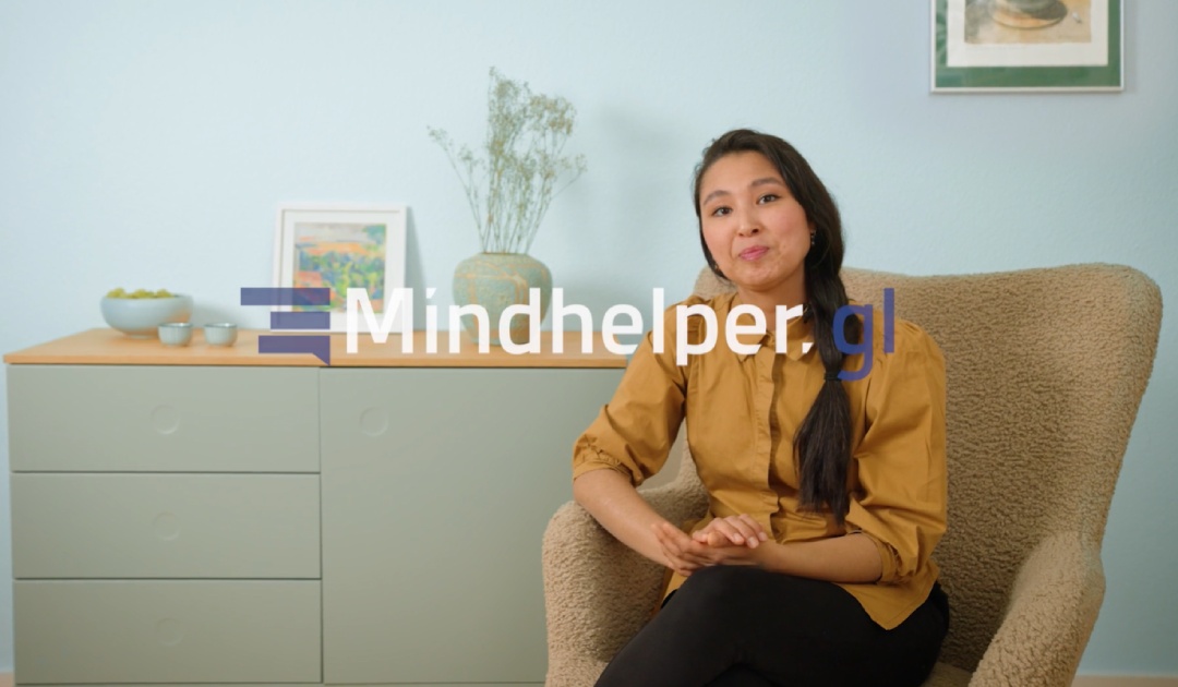 Throughout the websites 28 videos, Dina is the host. Most of the times, she speaks directly to the camera. Photo: Screenshot from mindhelper.gl